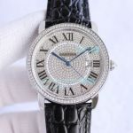 Replica Cartier Ronde Solo Diamonds Watch Stainless Steel Black Leather Strap 42MM_th.jpg